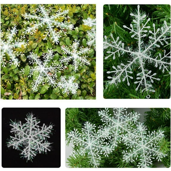 Christmas Hanging Snowflakes Decorations Outdoor Christmas Tree Decoration Pendant White Big Plastic Snowflake Ornament Hanging Snowflake Decorations for Winter Indoor Outdoor Holiday Decor