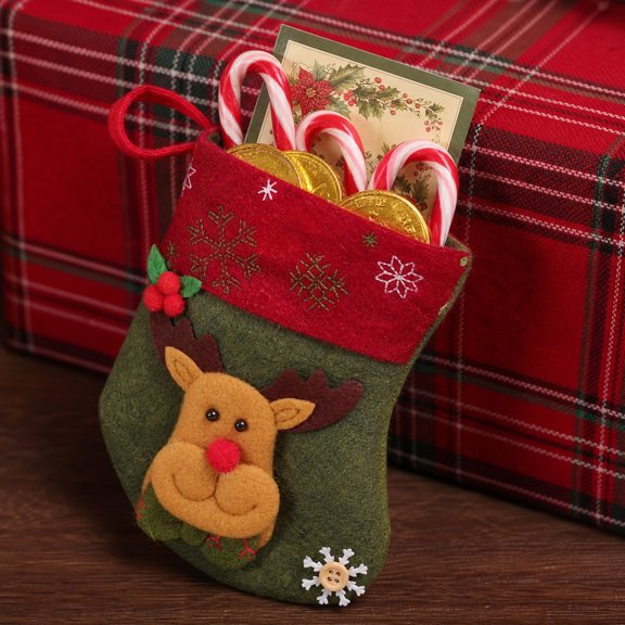 Christmas Hanging Sock, Xmas Decorative Gift Filler Stocking, Funny Cute Candy Bag Ornament Christmas Tree Pendants,Xmas Tree Hanging Decor Santa Claus Candy Bag
