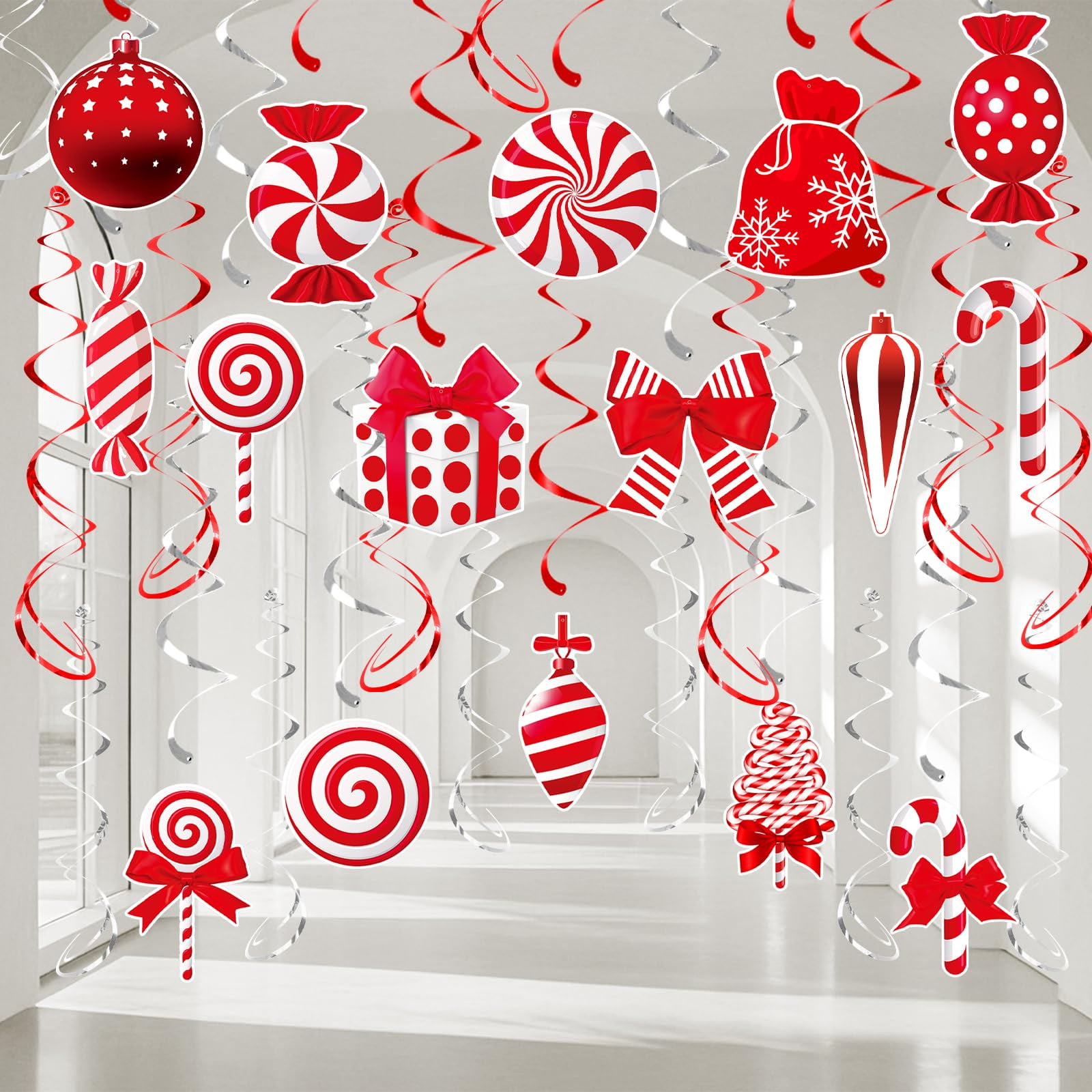 Christmas Hanging Swirls Decorations Red KKS1 White Christmas Party