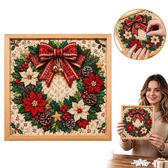 Christmas Hanging Wall Decor No-Sew Fabric Craft Kit, 1 Pack 7.87 by 7.87 Inch DIY Craft Set for Holiday Home Display, bldnkj
