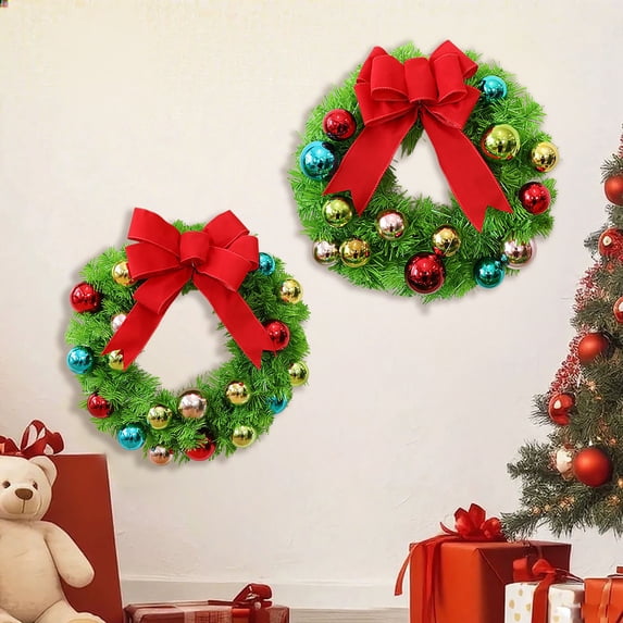 Christmas Hanging Wreath 30CM Christmas Tree Crooked Necked Tree Christmas Wreath Holiday Party Indoor Outdoor Door Decorations for Holiday Celabration