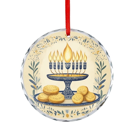 Christmas Hanukkah Glass Ornament Gifts for Women Winter Holiday Decor Hanging Ornament