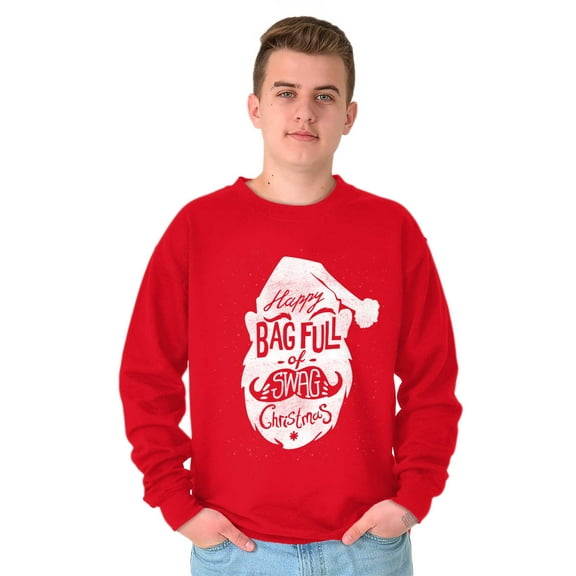 Christmas Happy Bag Full Of Swag Day Unisex Plus Fleece Graphic Sweatshirt Brisco Brands 3X