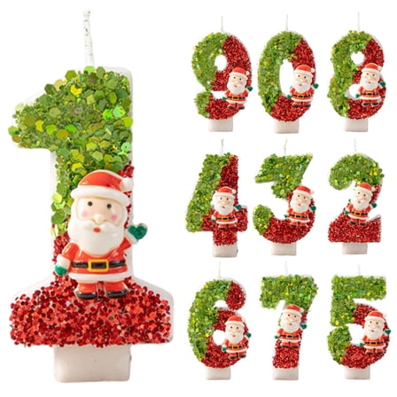 Christmas Happy Birthday Candles for Cakes Decorating Supplies Unscented Number Candles Cake Topper Decorations, Number 0