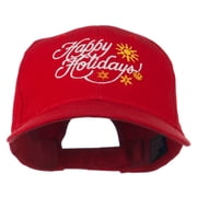 Christmas Happy Holidays Snow Flakes Embroidered Cap - Red OSFM