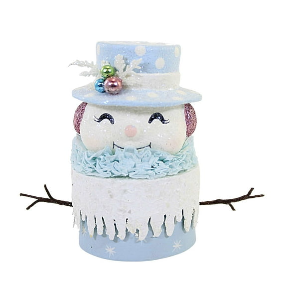 Christmas Happy Pastel Snowman Box Cardboard Container Glittered Tl9420