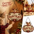 thumbnail image 1 of Christmas Happy Place Wooden Hanging Sign, Retro‑Style Xmas Front‑Door Plaque, Eye‑Catching Festive Hanging Ornament, Weather‑Resistant Wooden Build, 1 of 3