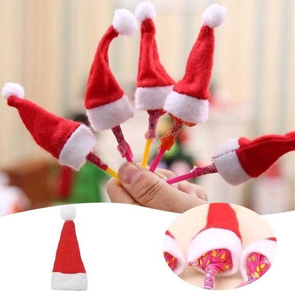 Christmas Hat 1 Pcs Christmas Santa Claus Hat Mini Christmas Lollipop Hat Bottles Cover Candy Hat Lollipop Candy Cover