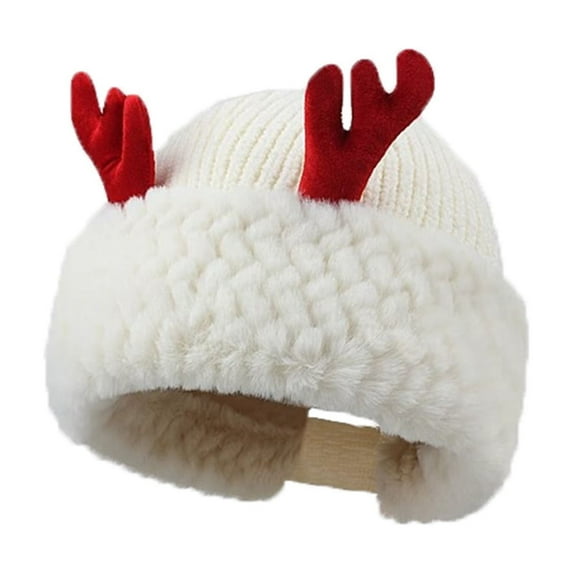 Christmas Hat 2025 Cute Antlers Santa Hat Xmas Adult Women Men Washable Fade-restant Knitted Soft Warm