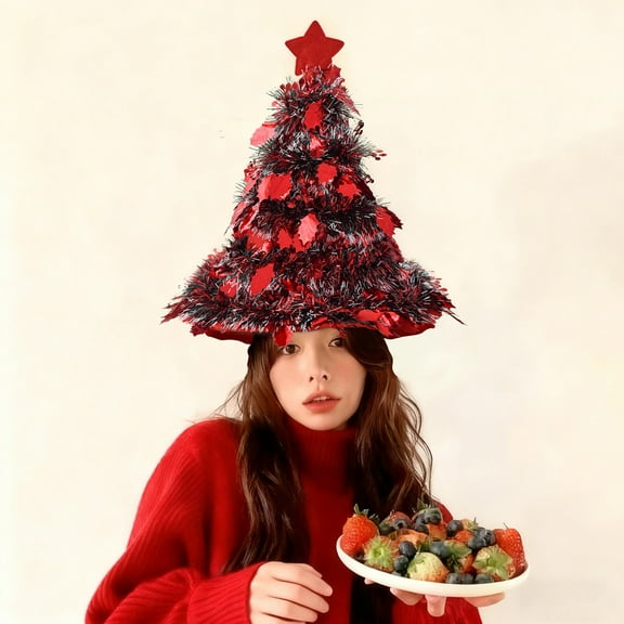 Christmas Hat under $5! Cagogo Christmas Hat Ornament, Santa Hat Tree Topper, Xmas Party Decoration, Festive Headwear for Christmas Photo Props, Holiday Decor for Home, Office, Celebrations