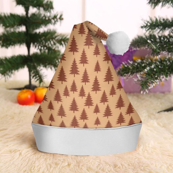Christmas Hat,Christmas Fir Tree Knit Pattern Santa Hats Xmas Hat Christmas Party Decorations Party HHats for Adults,15 X 11.6 Inches