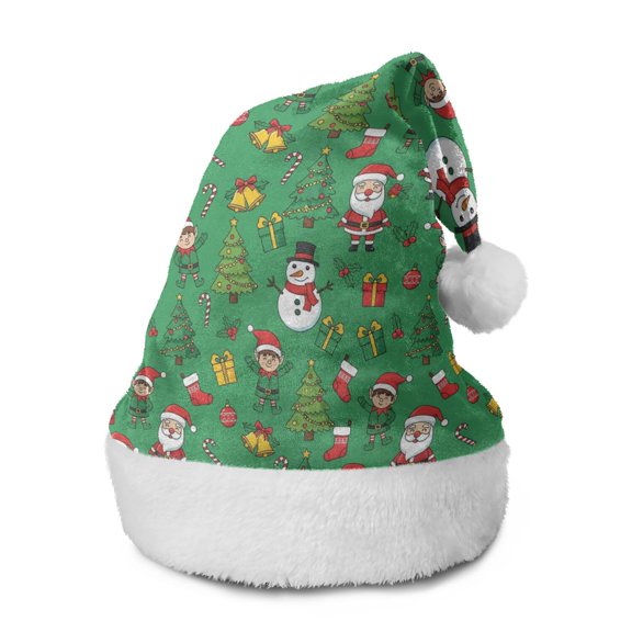 Christmas Hat,Christmas Santa Elf Gift Stocking Pattern Santa Hats Xmas Hat Christmas Party Decorations Party HHats for Adults,15 X 11.6 Inches