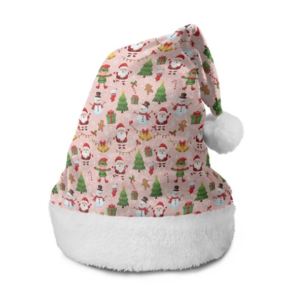 Christmas Hat,Christmas Santa Elf Snowman Pattern Santa Hats Xmas Hat Christmas Party Decorations Party HHats for Adults,15 X 11.6 Inches