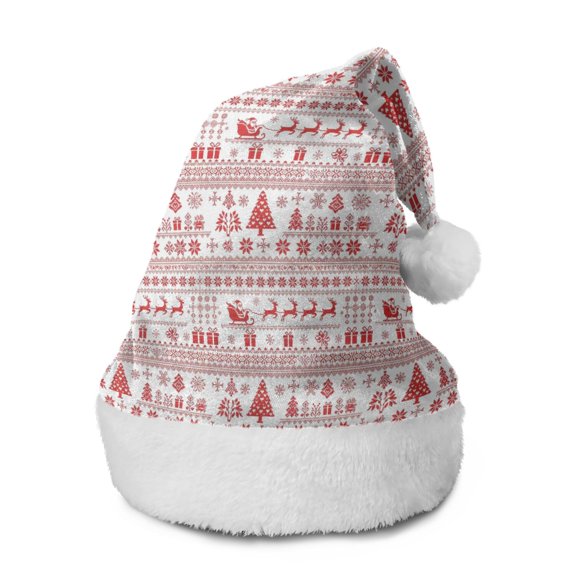 Christmas Hat,Christmas Santa Gift Knit Pattern Santa Hats Xmas Hat Christmas Party Decorations Party HHats for Adults,15 X 11.6 Inches