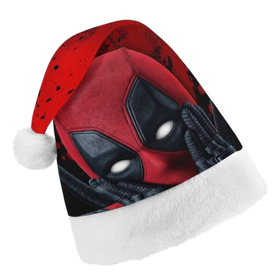 Christmas Hat,Deadpool Acting Cute Santa Hat for Kids,Xmas Hat,Unisex Velvet Classic Santa Claus Hat for New Year Party