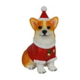 thumbnail image 1 of Christmas Hat Dog Figurines Cute Animal Decorations for Christmas Home Party Table Decor, Holiday Gifts for Dog Lover (Corgi), 1 of 3