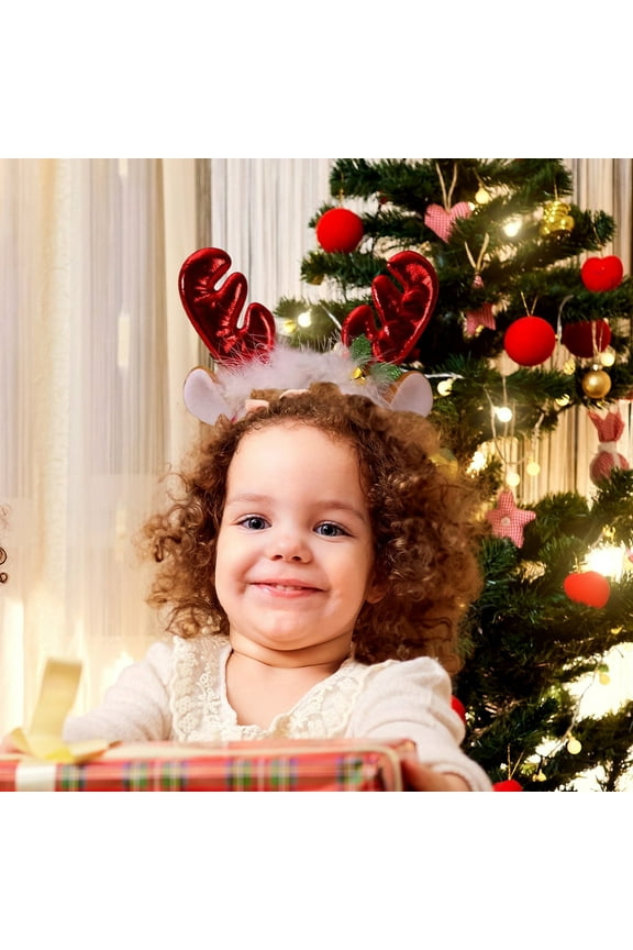 Christmas Hat Headband Holiday Party Hair Accessory Festive Cute Hair Hoop with Holly Sequins Shiny Decoration for Women Girls