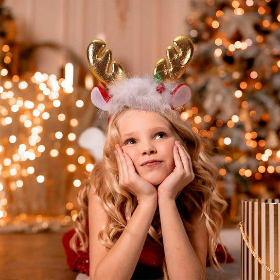 Christmas Hat Headband Holiday Party Hair Accessory Festive Hairband Shiny Holly Sequins Decorative Hair Hoop Headwear for Women Girls