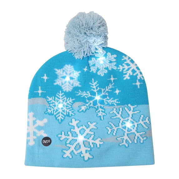 Christmas Hat Light Up Christmas Knitted Beanie Hat, Cute Cartoon Design Xmas Knit Cap with 6 Colorful LED Lights