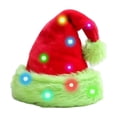 thumbnail image 1 of Christmas Hat with Lights – Double-Layer Flock Fabric Santa Hat in Red & Green – Soft LED Light-Up Holiday Hat – Fun Christmas Party Decoration Headwear, S, 1 of 5