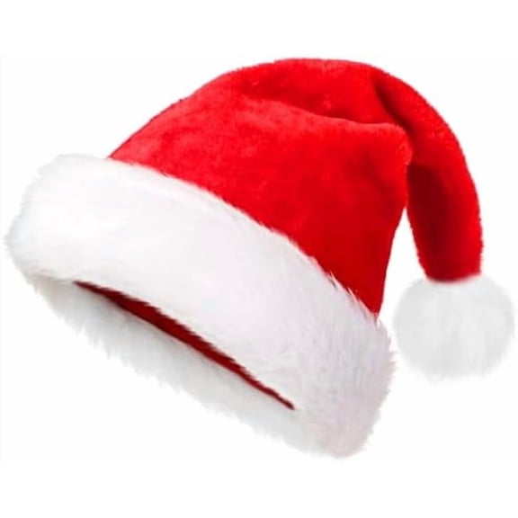 Christmas Hat, Santa Hat Adults, Soft Velvet Comfortable and Thickened Holiday Hat for Xmas and New Year Holiday Party Supplies