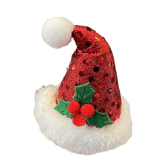 Christmas Hat Shape Hair Clip Halloween Cosplay Santa Headwear for Woman Girls Taking Photo Bangs Hairpin