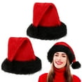 thumbnail image 1 of Christmas Hat Stripe Santa Hats Xmas Holiday Hat for Adults Unisex Thicken Santa Hats for Christmas New Year Party,2 Pcs, 1 of 5
