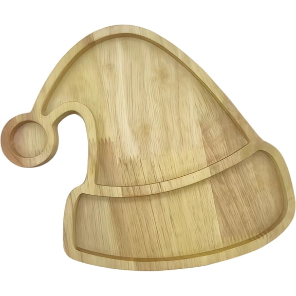 Christmas Hat Wooden Tray for Serving Charcuterie, Easter and Holiday Platter, Natural Wood Design for Parties and Gatherings