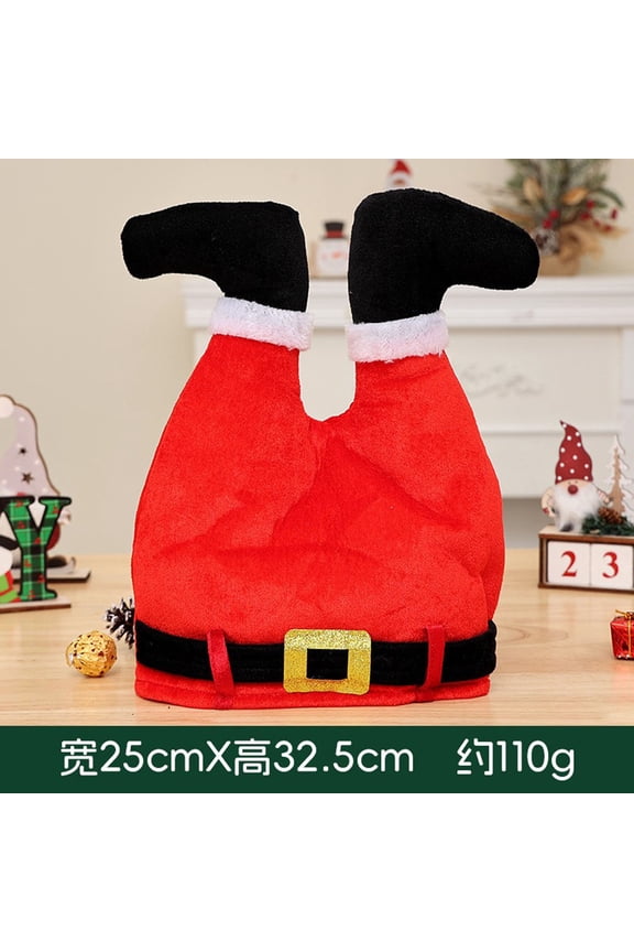 Christmas Hat for Adult Santa Pants Plush Decor Headwear Holiday Cap for Party Red Free Size