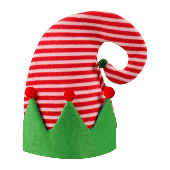 Christmas Hat with Bell for Adults Kids, Santa Claus Costume Accessories for Christmas Party Supplies, Striped Patchwork Elf Hat Decorations