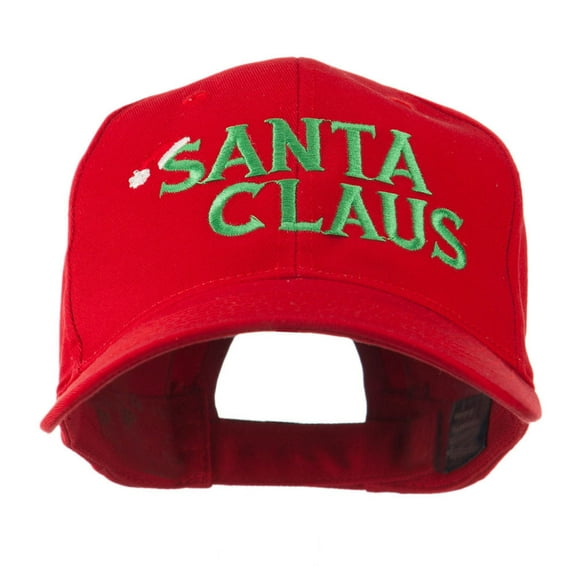 Christmas Hat with Santa Claus Embroidered Cap - Red OSFM