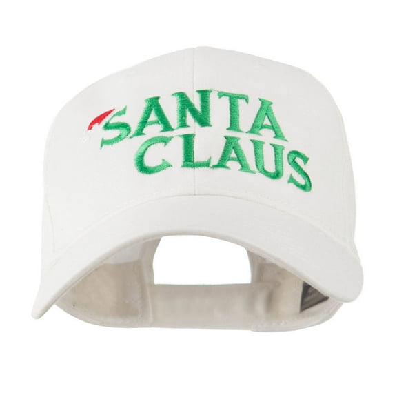 Christmas Hat with Santa Claus Embroidered Cap - White OSFM
