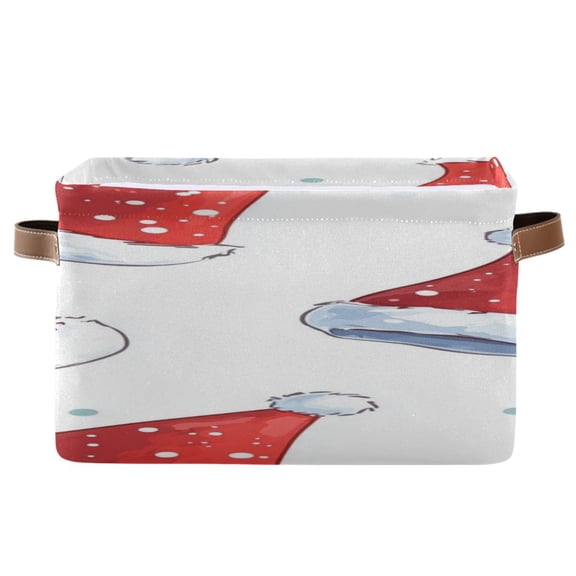 Christmas Hats Cartoon Square Storage Bins with Handles Collapsible Containing Box 1 Pack