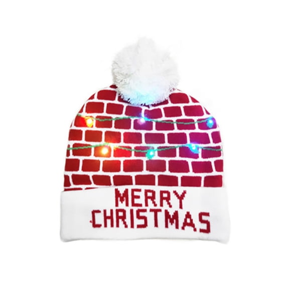 Christmas Hats Knitted Led Beanie Light Up, Christmas Hat Up X-mas Beanie Cap for Winter Party Supply