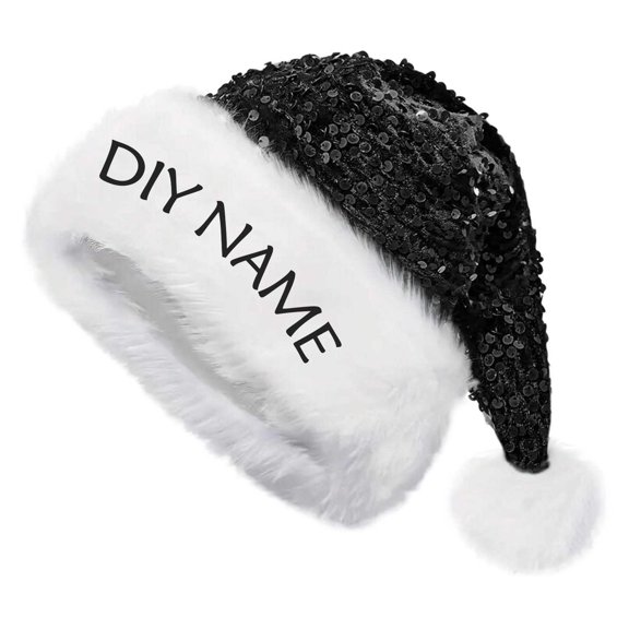Christmas Hats for Women,Christmas DIY Embroidered Name Sequins Knitted Hat for Adults Festive Knitted Cap with Sparkling Details