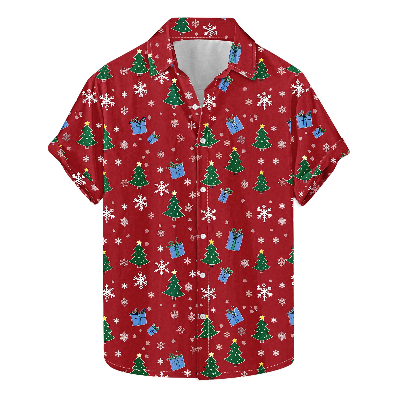 Christmas Hawaii Shirts for Men 2024 Short Sleeve Party Shirt Turndown