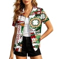 thumbnail image 1 of Christmas Hawaiian Shirts Women Funny Santa Claus Graphic Button Down Shirts Ugly Xmas Holiday Casual Button Up Tops,Green XXL, 1 of 4