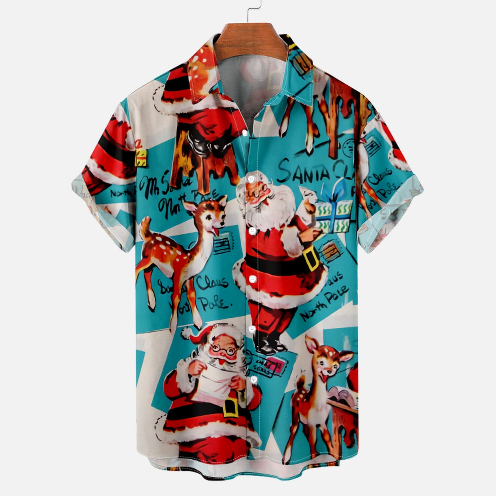 Made In Hawaii Men's Christmas Hawaiian Shirt - Beach Snowmen Holiday Aloha Shirt, 100% Cotton