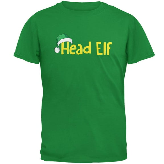 Christmas Head Elf Irish Green Adult T-Shirt - X-Large