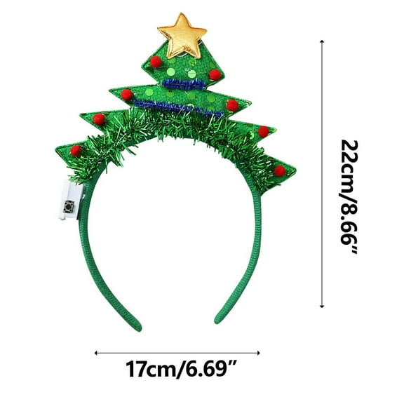 Christmas Headband, Luminous Headband, Christmas Tree Hair Ornaments with Lights Antlers Glitter, Reusable Polyester Material, Comfortable Fit, Holiday Party Costume Props