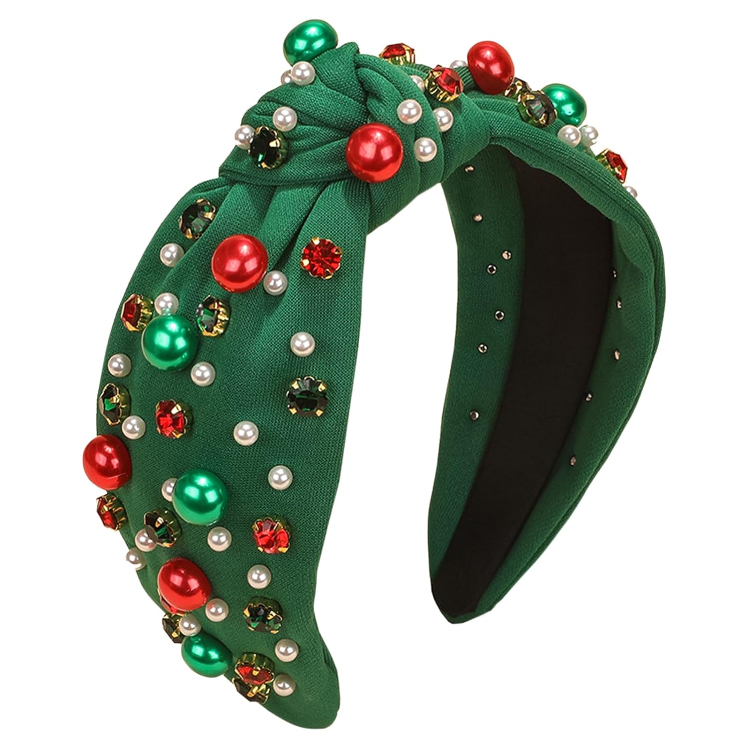 Christmas Headband for Women, Xmas Pearl Knotted Rhinestone  display picture 2