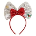 thumbnail image 1 of Christmas Headband for Kids Sequined Bow Headdress Party Decoration Red Large Bow Tie Holiday Hair Accessory Silvery, 1 of 3
