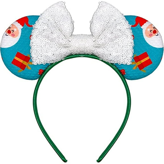 Christmas Mouse Ears Headband with Bow, Christmas Party Accessories, One Size Fits Most