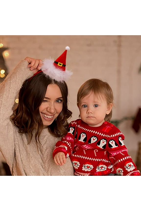 Christmas Headbands - Red Santa Hat Hair Accessories for Women and Girls - Festive Party Hair Hoops for Holiday Celebrations