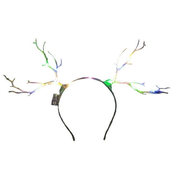 Christmas Headbands with Lights Antler Branch Hair Bands Flower Butterfly Plant Decoration Hair Hoop (Colorful Branch 1, 37cmx22cmx1.5cm)
