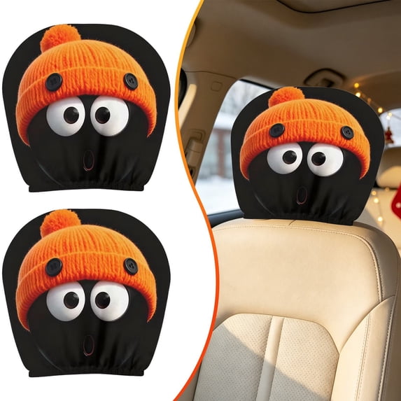 Christmas Headrest Covers for Cars Washable Reusable Protector | Headrest Cover for Truck SUV Interior Decor Travel Road Trip Daily Commute