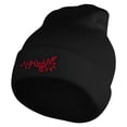 thumbnail image 1 of Christmas Heartbeat Embroidered 12 Inch Long Knitted Beanie - Black OSFM, 1 of 5