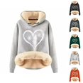 thumbnail image 1 of Christmas Heavyweight Hoodies for Women 2025 Long Sleeve Love Heart Snowflake Graphic Hooded Sweatshirt Pullover Tops, 1 of 5