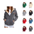 thumbnail image 1 of Christmas Heavyweight Zip Up Hoodies for Women 2025 Long Sleeve Holiday Hooded Sweatshirt with Pockets Jacket Coat, 1 of 6