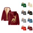 thumbnail image 1 of Christmas Heavyweight Zip Up Hoodies for Women 2025 Long Sleeve Reindeer Graphic Hooded Sweatshirt with Pockets Jacket Coat, 1 of 4